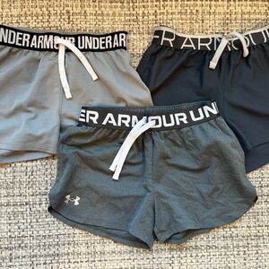 Under Armour Youth Gray Athletic Shorts - Lightweight Performance 3 Pair